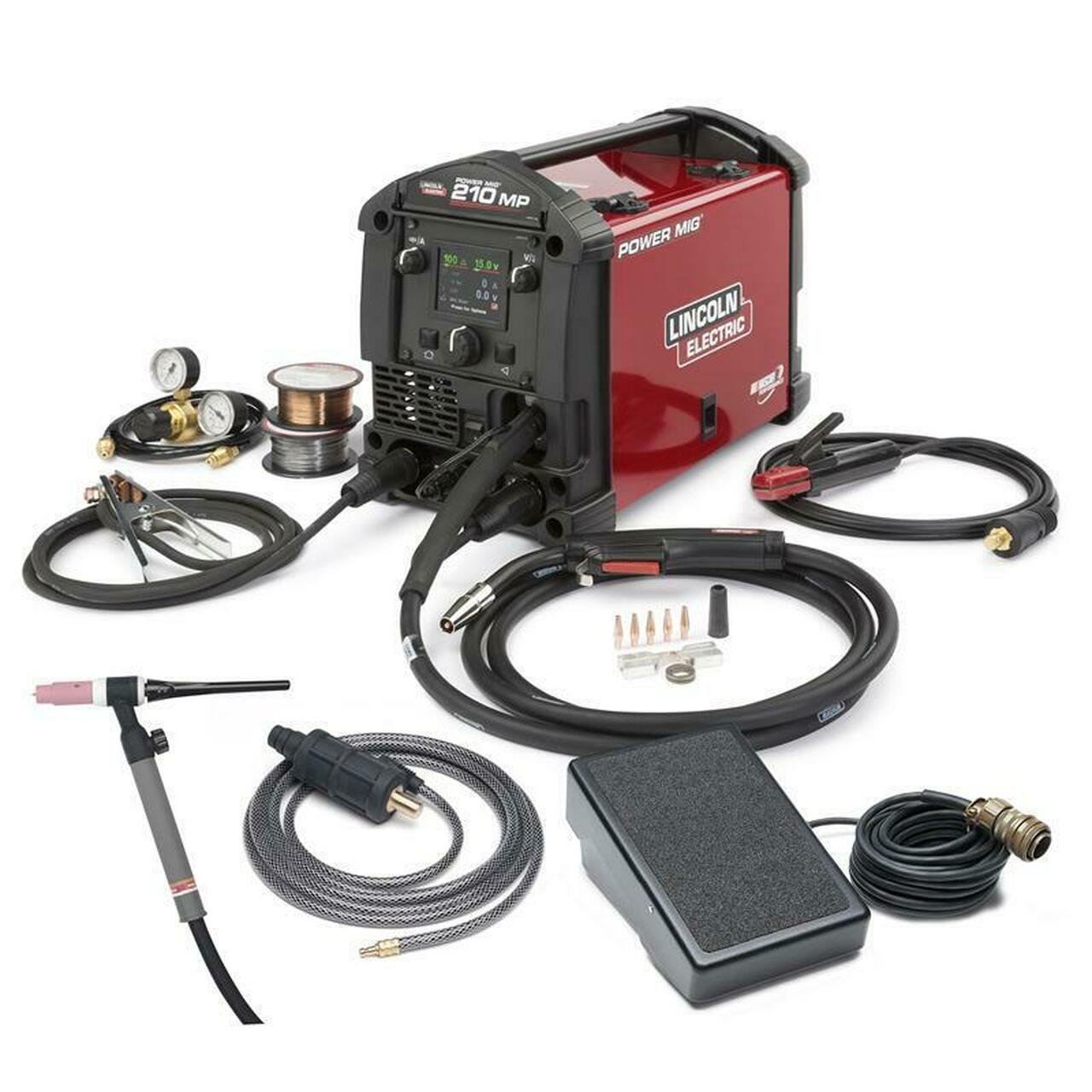 Lincoln Power MIG 210 MP Multi-Process MIG & Stick Welder TIG One-Pak ...
